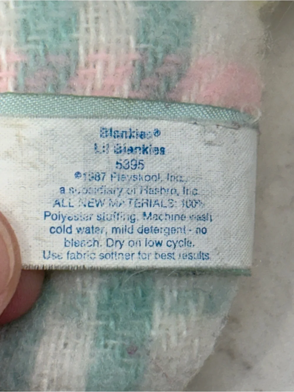 Vintage Playskool Lil Blankies Snuzzles Plaid Pastel Lion Rattle Plush Satin